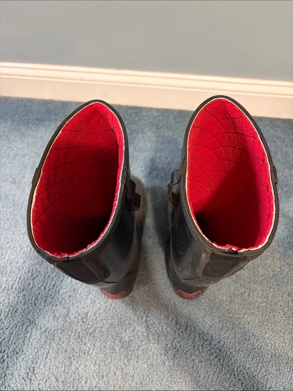 L.L. Bean Black Rain Boots with Red Lining